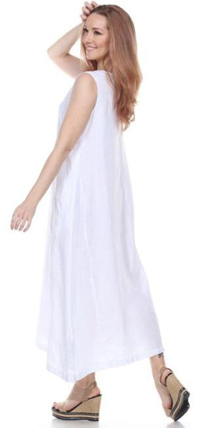 La Fixsun Linen V-neck Sleeveless A-Line Dress  FBD121 - Lori's Lovelies