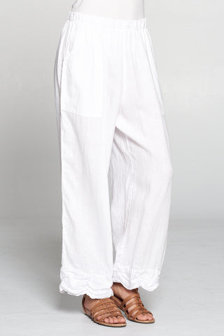 La Fixsun Linen Ruched Hem Pants FBP22 in white and silver (light gray) - Lori's Lovelies