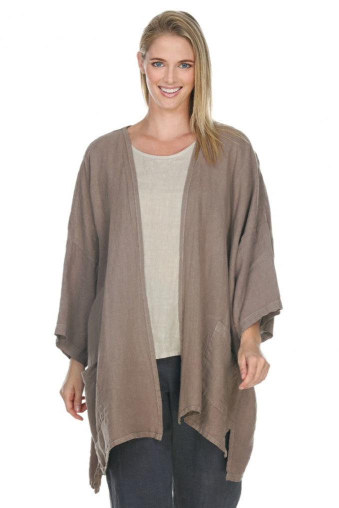 La Fixsun Linen Kimono Jacket - midnight chocolate and black