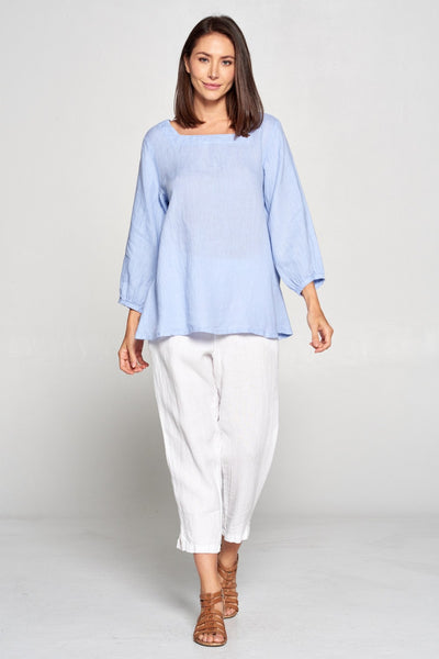 Match Point Linen Square Neck Top  HLT1101 - Lori's Lovelies