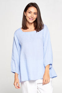 Match Point Linen Square Neck Top  HLT1101 - Lori's Lovelies