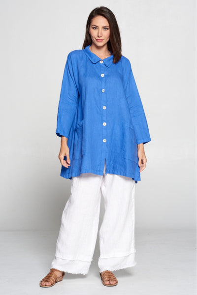 La Fixsun FBT912 Button down jacket or tunic with collar and pockets - Lori's Lovelies