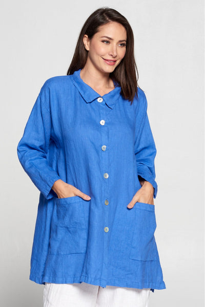 La Fixsun FBT912 Button down jacket or tunic with collar and pockets - Lori's Lovelies
