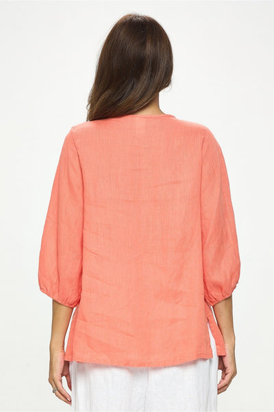 Match Point USA Linen Peasant Top HLT322 - Lori's Lovelies