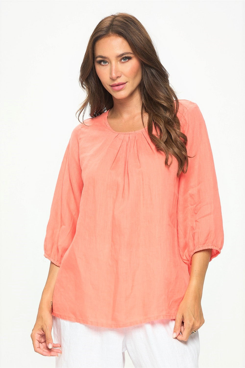 Match Point USA Linen Peasant Top HLT322 - Lori's Lovelies