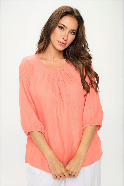 Match Point USA Linen Peasant Top HLT322 - Lori's Lovelies