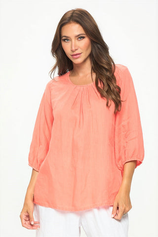 Match Point USA Linen Peasant Top HLT322 - Lori's Lovelies