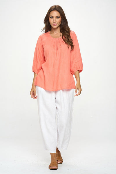 Match Point USA Linen Peasant Top HLT322 - Lori's Lovelies