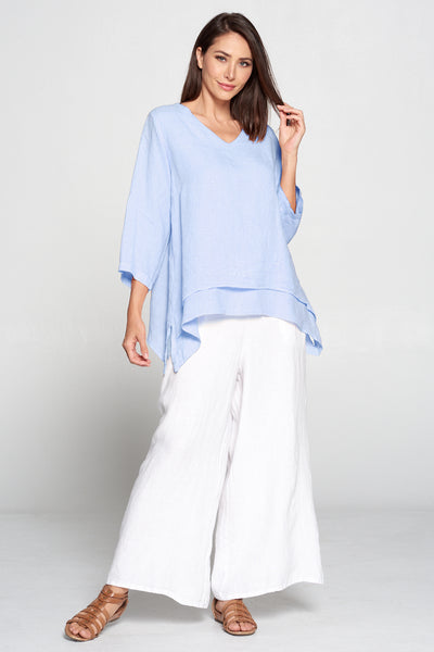 La Fixsun Linen V Neck Double Layer Top FBT95 - Various Colors - Lori's Lovelies