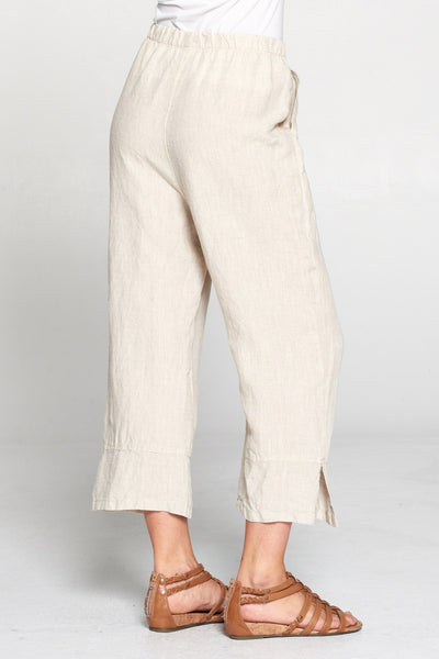 Match Point Linen Capri Pants with Side Slits LP40 in White Charcoal Midnight - Lori's Lovelies