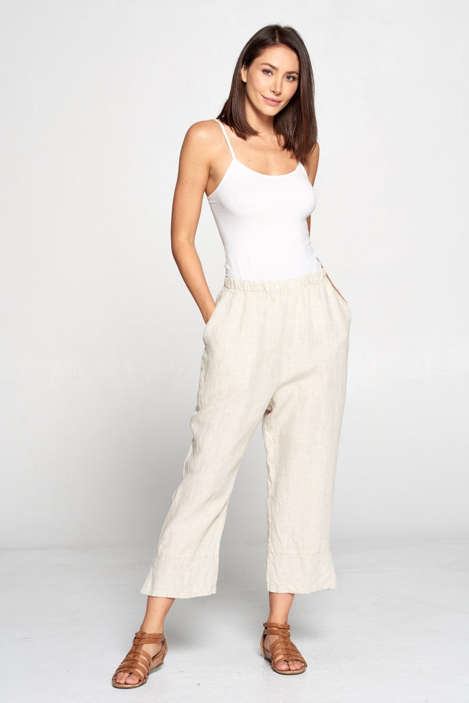Final Sale! Match Point Linen Capri Pants with Side Slits LP40 in White  Charcoal Midnight Black