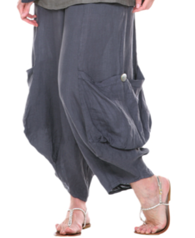 Match Point Linen Big Side Pockets with Button Pants HLP113