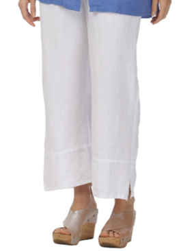Match Point Linen Capri Pants with Side Slits LP40 in White Charcoal Midnight - Lori's Lovelies