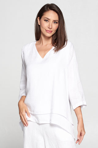 La Fixsun Linen V Neck Double Layer Top - Several Colors Available FBT95 - Lori's Lovelies