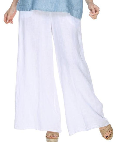 Match Point Medium Weight Linen Wide Leg Palazzo Pants LP70 - Lori's Lovelies